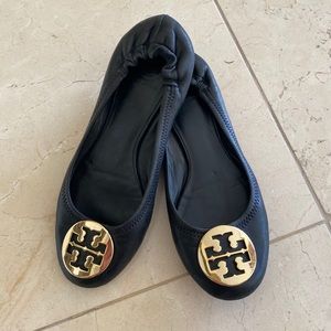 ❌SOLD❌Tory Burch Reva Black Leather Ballet Flats